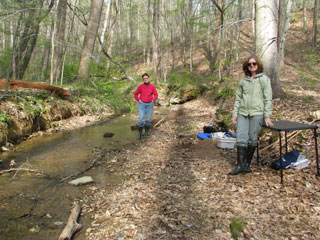1---Debra-Prybyla-and-Gale-Minnich-Blewis-get-ready-to-monitor,-April-2010